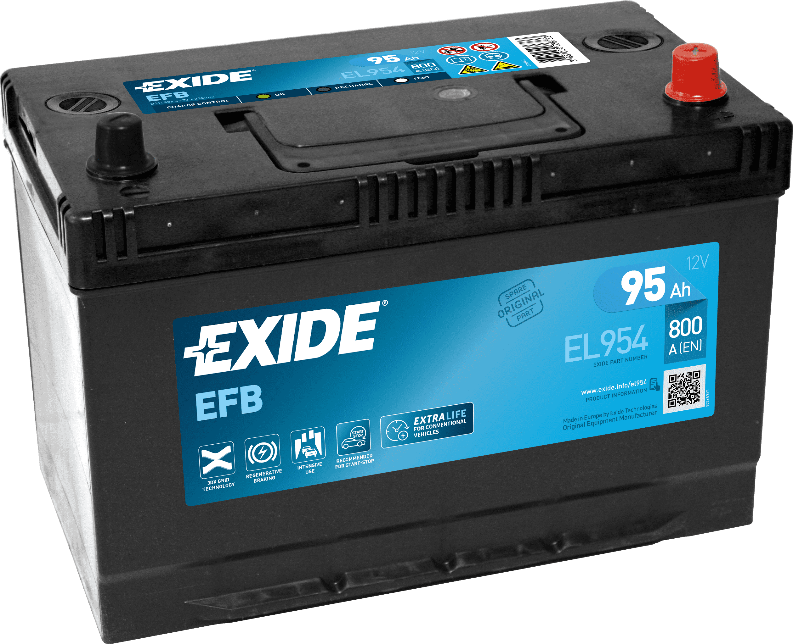 EXIDE EL954 - 335EFB/249EFB START STOP BATTERY