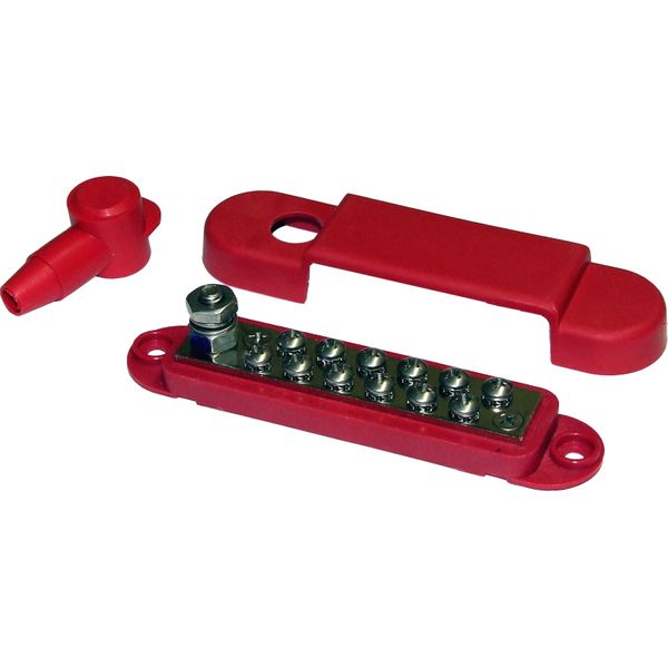 VTE Busbar + Cover - RED - 12x4mm 1x1/4" Post 240A